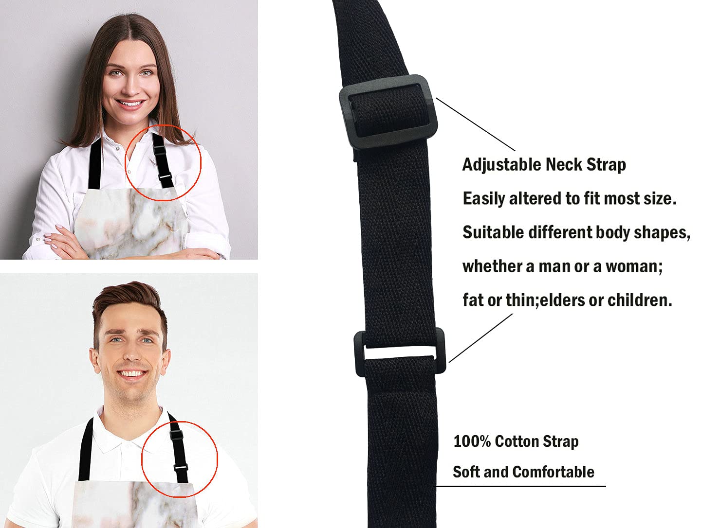 Lefolen Pink Marble Texture Apron For Women And Men, Adjustable Kitchen Chef Apron For Cooking Baking - Cute Birthday, Anniversa